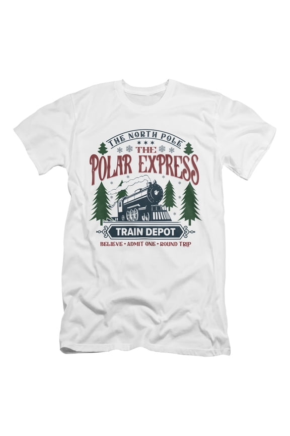 The Polar Express Train Depot Unisex Adult Canvas Brand T Shirt, White, X-Large