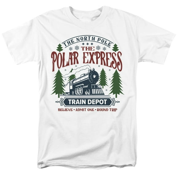 The Polar Express Train Depot Unisex Adult T Shirt, White, Medium