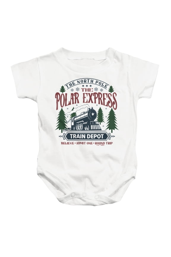 The Polar Express Train Depot Unisex Infant Snap Suit for Baby, White, X-Large