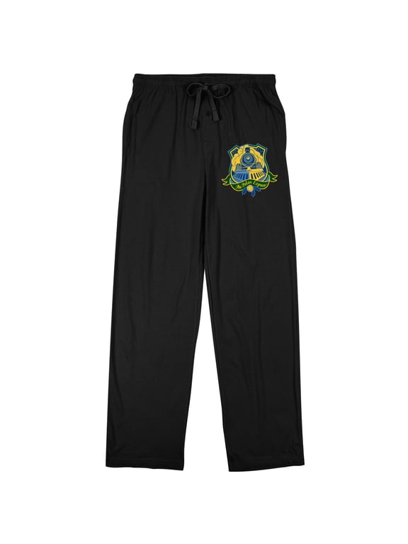 The Polar Express Train Front Crest With Green Ribbon and Bell Men's Black Graphic Sleep Pajama Pants-XXL