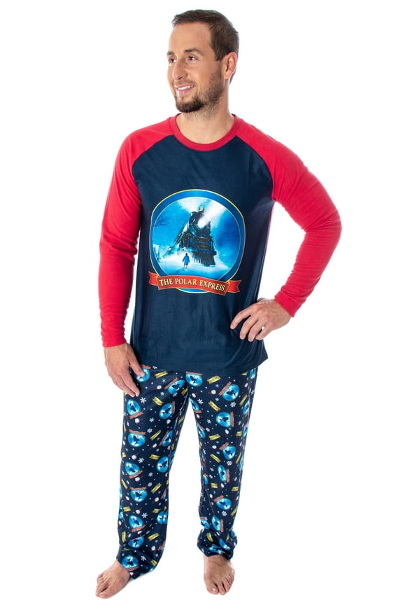 The Polar Express Train Men's Raglan Shirt And Pants 2 Piece Pajama Set