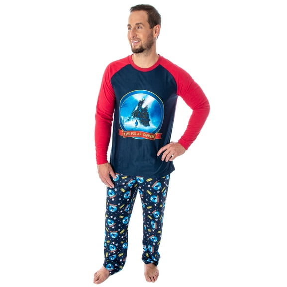 The Polar Express Train Men's Raglan Shirt And Pants 2 Piece Pajama Set