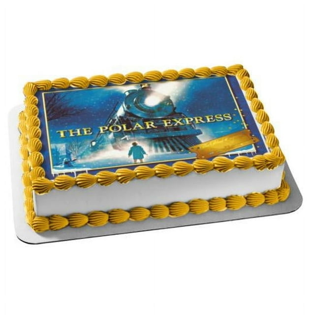 The Polar Express Train Snow Birthday Edible Image Cake Topper For Quarter Sheet Cake By TNCT