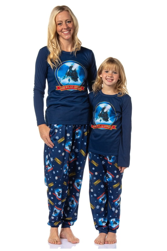 The Polar Express Womens' Two-Piece Christmas Holiday Train Movie Film Jogger Lounge Set Sleepwear