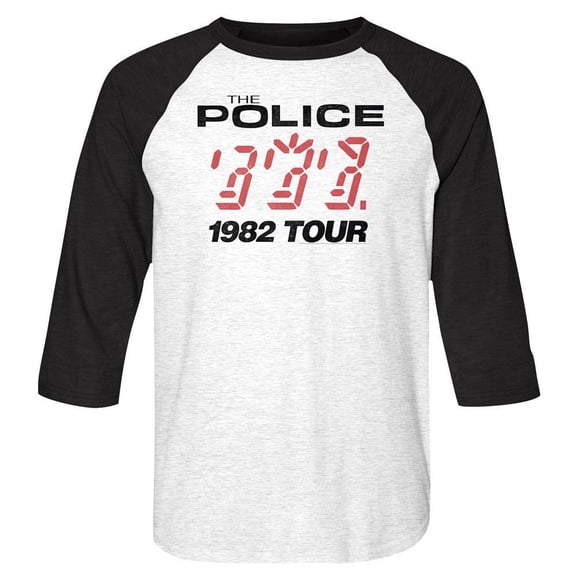 The Police 1982 Tour White/Black Adult Baseball Raglan T-Shirt