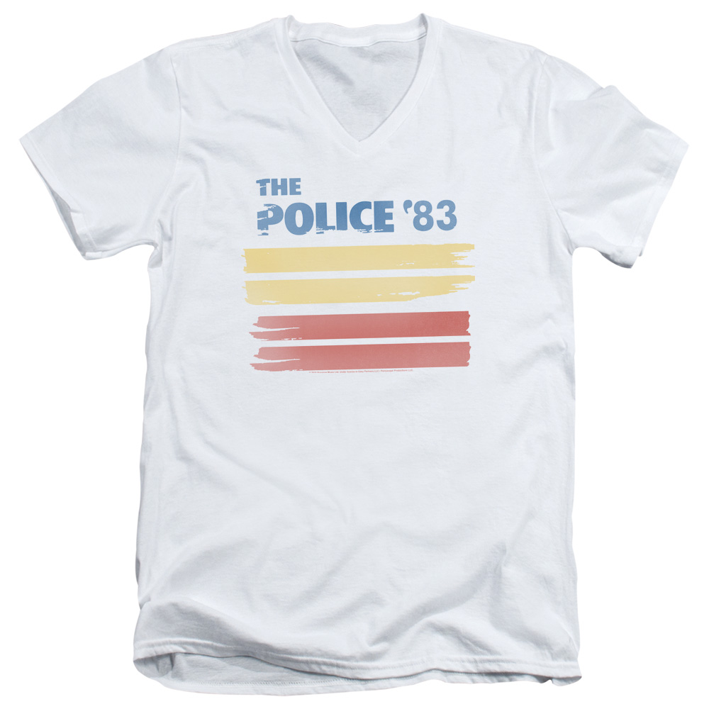 The Police 83 Adult V-Neck T-Shirt 30/1 T-Shirt White - image 1 of 1