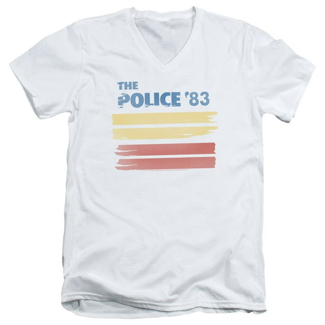 The Police 83 Adult V-Neck T-Shirt 30/1 T-Shirt White