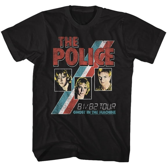 Sting & The Police Ghost in the Machine Tour 1981-82 Men's T Shirt (Black, Adult3XL)