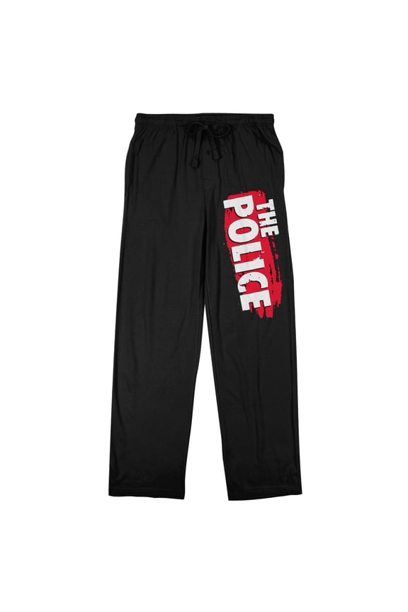 The Police Logo Men's Black Sleep Pajama Pants-Medium