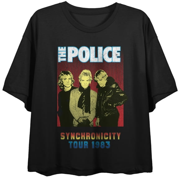 The Police Synchronicity Tour Crew Neck Short Sleeve Women's Black Crop Top
-Small