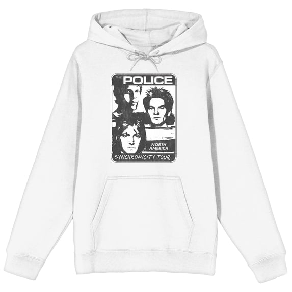 The Police Synchronicity Tour Long Sleeve White Adult Hooded Sweatshirt-Small