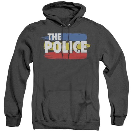 The Police Three Stripes Logo Adult Heather Hoodie Sweatshirt Black
