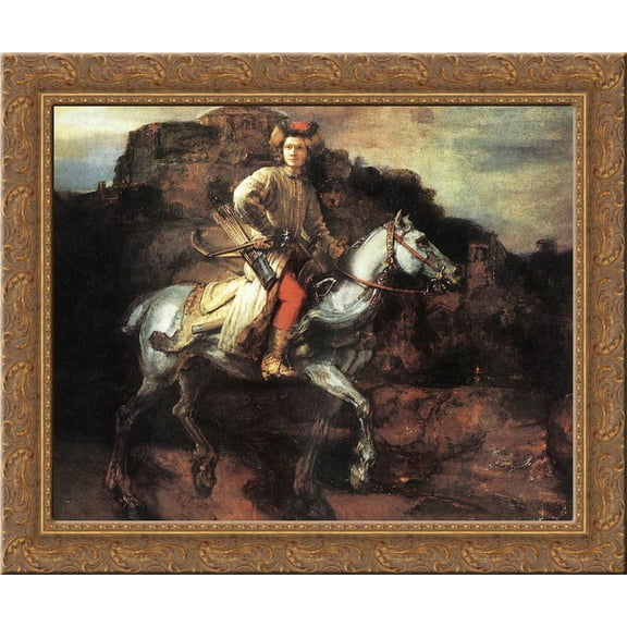 The Polish Rider 20x20 Gold Ornate Wood Framed Canvas Art by Rembrandt