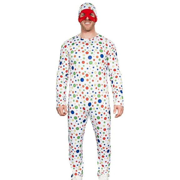 The Polka-Dot Man Cosplay Jumpsuit and Mask Hat Halloween Costume Set