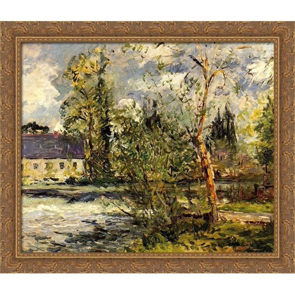The Ponce Paper Factory on the Edge of the Sathe Woods 32x28 Large Gold Ornate Wood Framed Canvas Art by Maxime Maufra