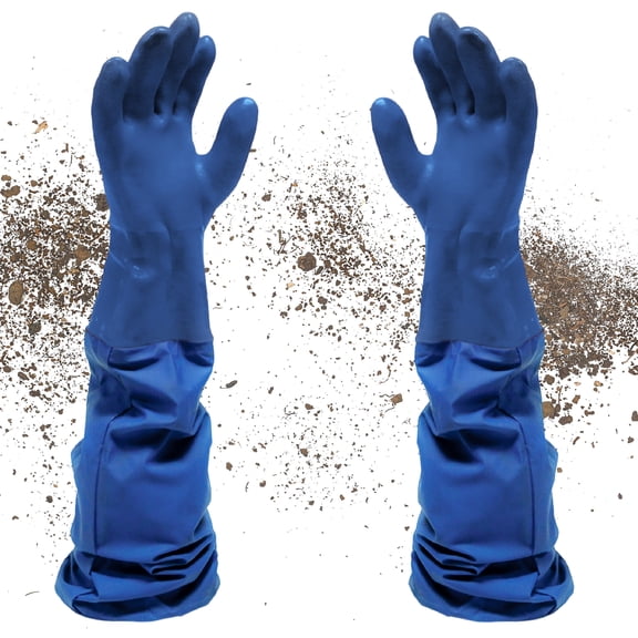 The Pond Guy Aqua Gloves Waterproof Long Reusable Heavy Duty PVC Garden Work Gloves for Pond Cleaning