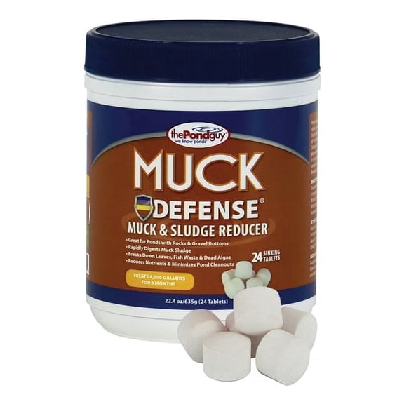 The Pond Guy Muck Defense, Natural Sludge Control Treatment, 24 Tablets