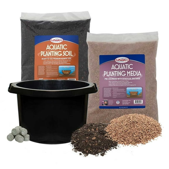The Pond Guy Planting Tub Kit for Aquatic Plants with Soil & Media, Outdoor Water Garden Planter Pot for Lily, Lotus & Bog Plants, Small Tub Kit