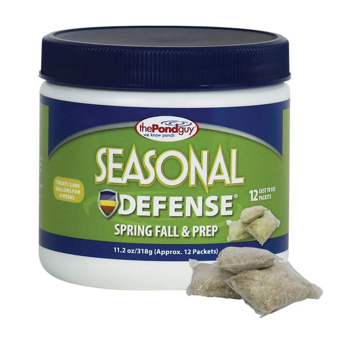 The Pond Guy Seasonal Defense, Spring & Fall Beneficial Bacteria, Barley & Enzymes, Cold Water Sludge & Scum Treatment, Fish & Plant Safe, 12 Packets