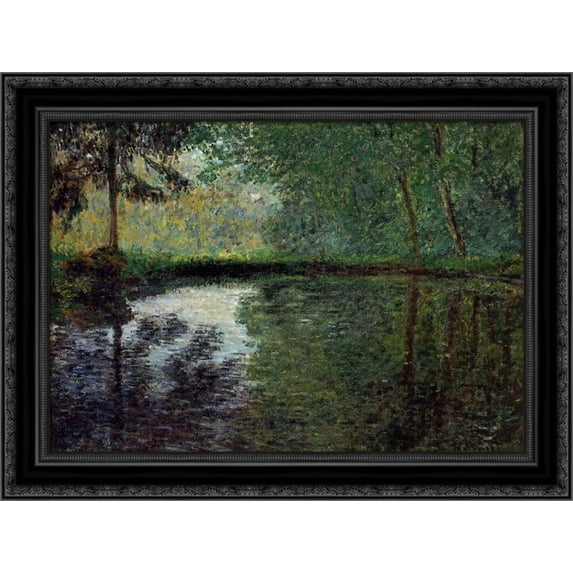 The Pond at Montgeron 2 24x20 Black Ornate Wood Framed Canvas Art by Monet, Claude