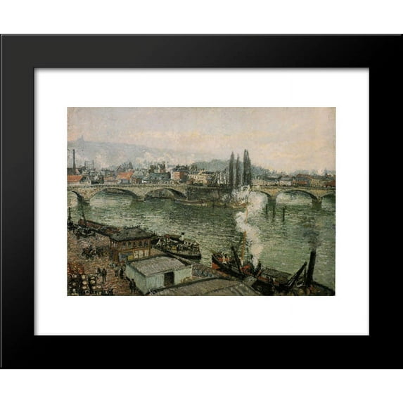 The Pont Corneille, Rouen, Grey Weather 20x24 Framed Art Print by Pissarro, C...