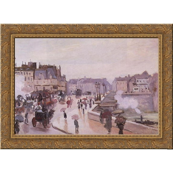 The Pont Neuf 24x20 Gold Ornate Wood Framed Canvas Art by Monet, Claude