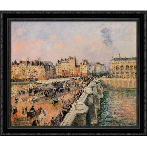 The Pont Neuf, Afternoon 32x28 Large Black Ornate Wood Framed Canvas Art by Camille Pissarro