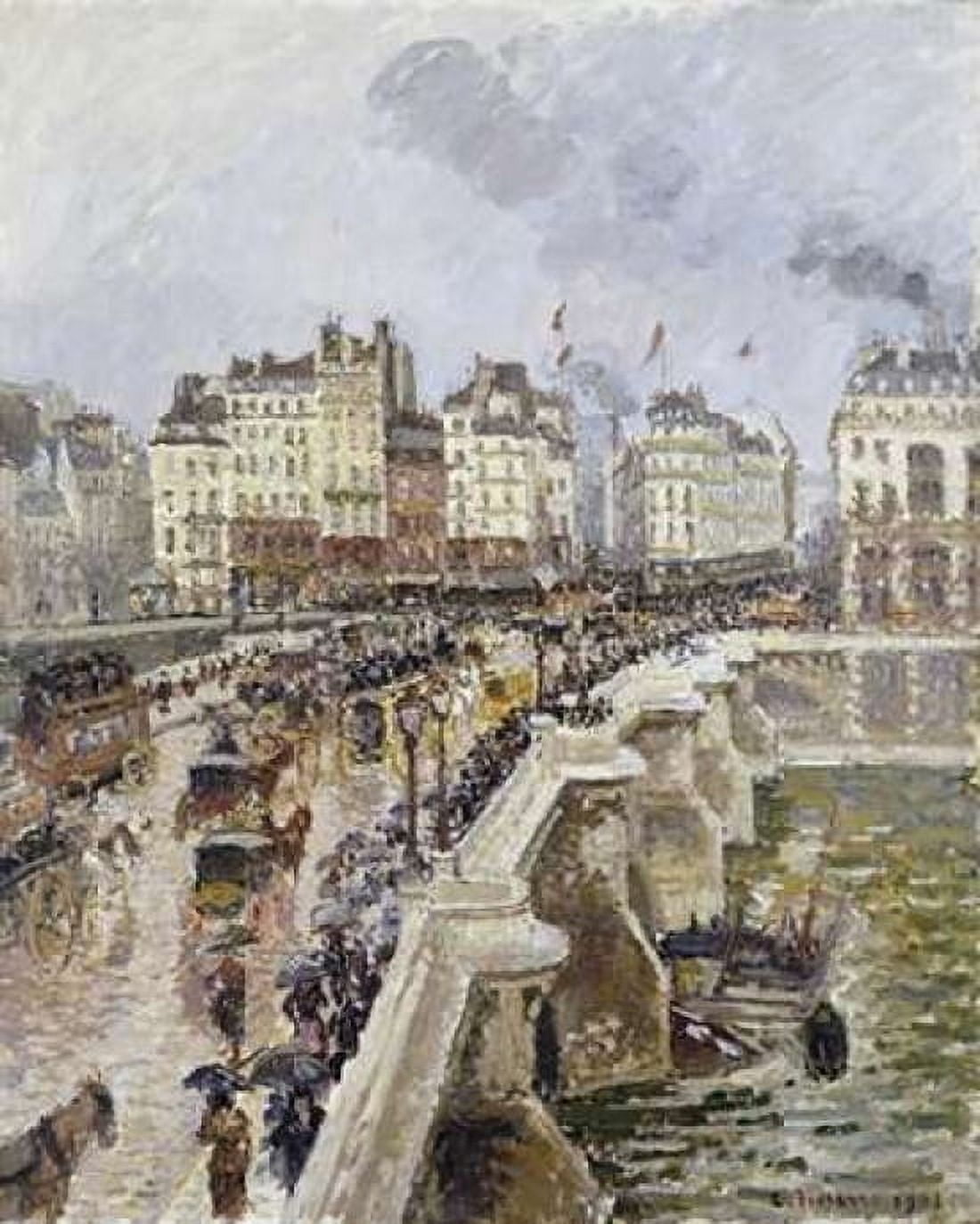 The Pont Neuf On a Rainy Afternoon Canvas Art - Camille Pissarro (24 x 30)