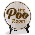 thumbnail image 1 of The Poo Room (5 x 5“) Circle Table Sign with Acrylic Stand | Funny Home Decor, 1 of 8