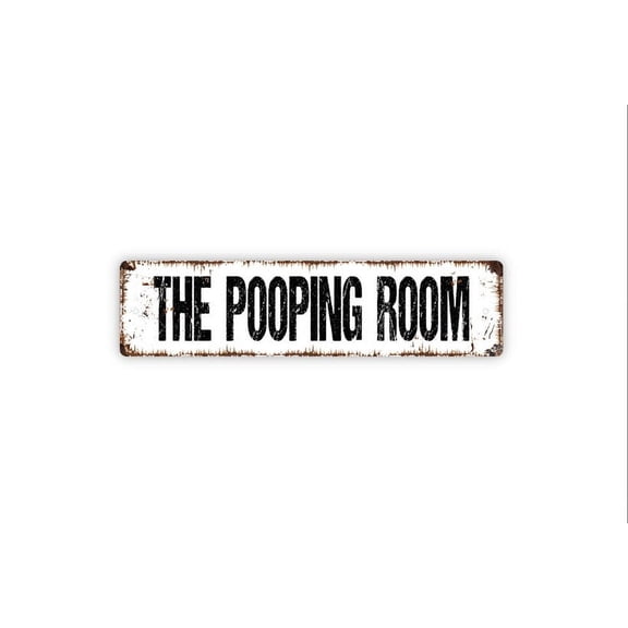 The Pooping Room Sign - Funny Bathroom Potty Rustic Metal Street Sign or Door Name Plate Plaque - Size: 16 x 4 Inches