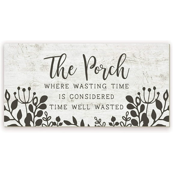 The Porch Time Well Wasted Rustic Framed Wood Farmhouse Wall Sign 9x18 (Unframed)