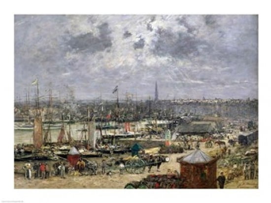 The Port of Bordeaux 1874 Canvas Art - Eugene louis Boudin (36 x 24)