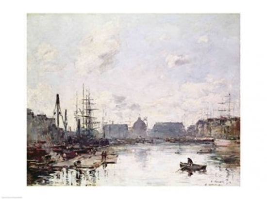 The Port of Trade Le Havre 1892 Canvas Art - Eugene louis Boudin (24 x 18)