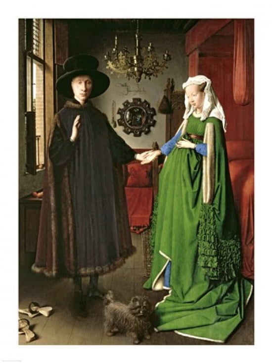 The Portrait of Giovanni Arnolfini and his Wife Giovanna Cenami Canvas Art - Jan Van Eyck (18 x 24)