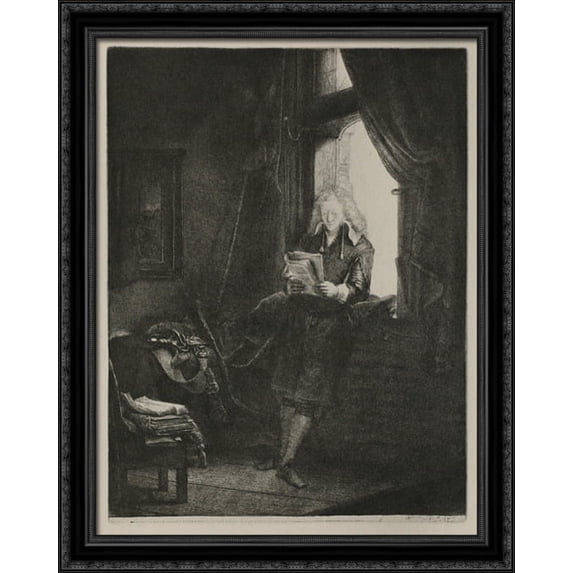 The Portrait of Jan Six 28x34 Large Black Ornate Wood Framed Canvas Art by Rembrandt