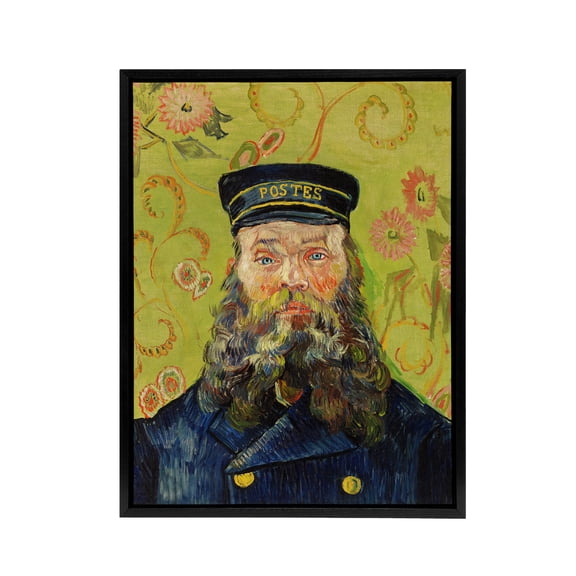 The Postman Joseph Roulin Van Gogh Vintage Black Framed Canvas Wall Art 24X32"