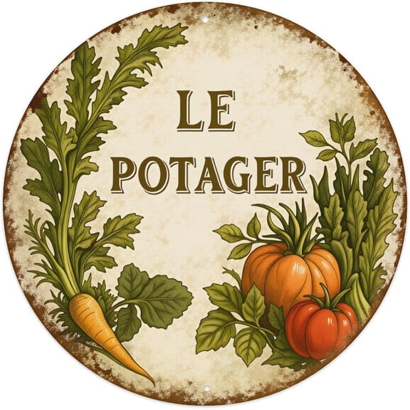 The Potager Garden Vegetables Pattern Retro Tin Sign Vintage Metal Poster Home Bedroom Office Kitchen Club Wall Decoration 8x8 inch