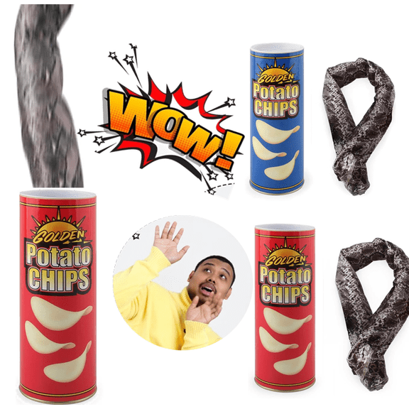 The Potato Chip Snake Can Jump Spring Snake Toy Gift April Fool Day Halloween Christmas time Party Decoration Jokes in A Can Gag Gift Prank Blue