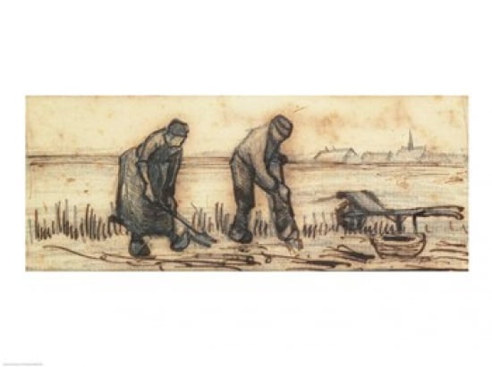 The Potato Harvest Canvas Art - Vincent Van Gogh (24 x 18)