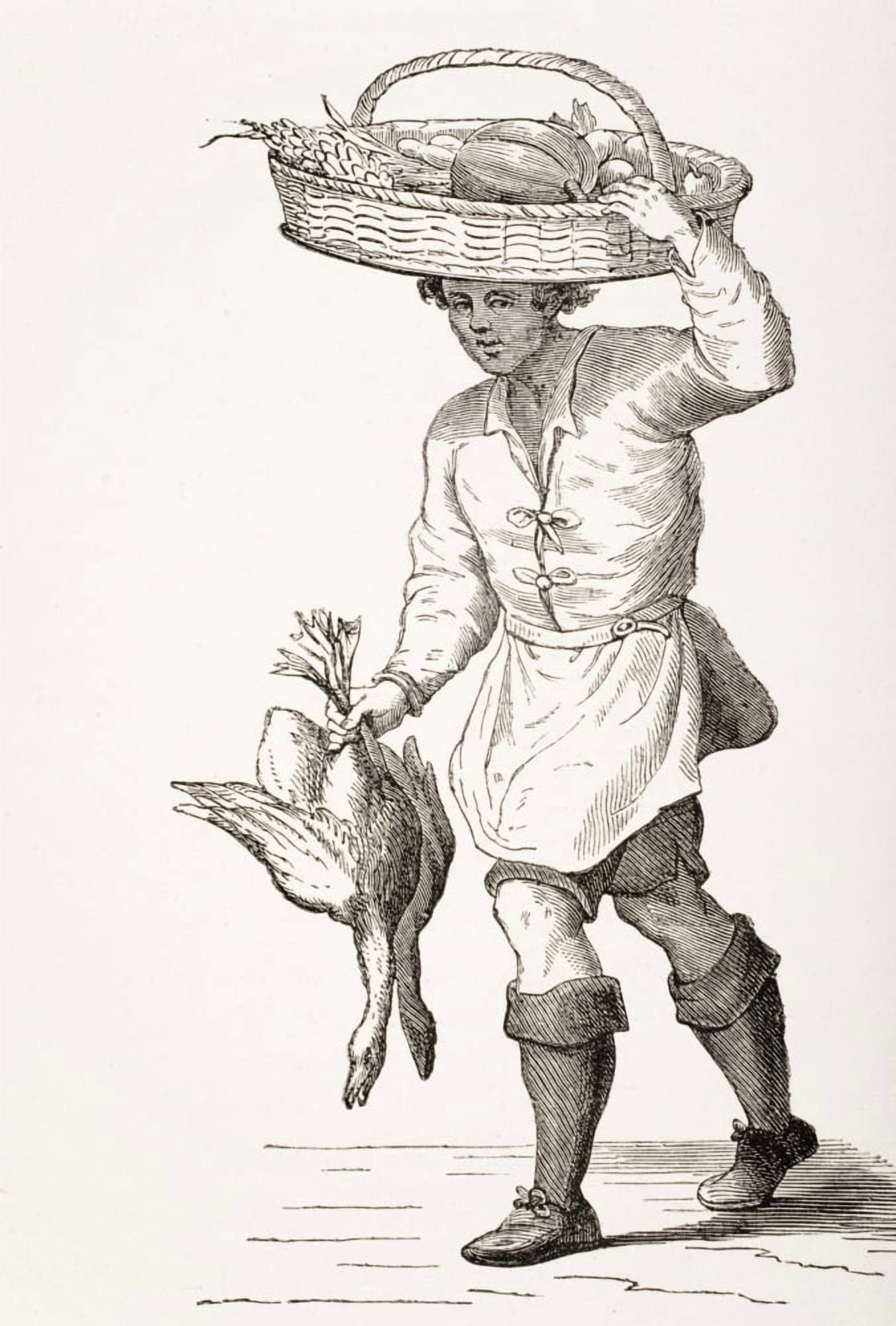 The Poultry Dealer 19Th Century Copy Of 16Th Century Woodcut By Cesare Vecellio Canvas Art - Ken Welsh Design Pics (12 x 17)