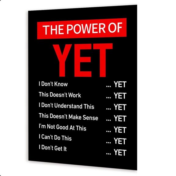 The Power Of Yet Wall Decor, Inspirational Mental Health Canvas Paintings For Home Office Workplace Classroom Wall Art Decor