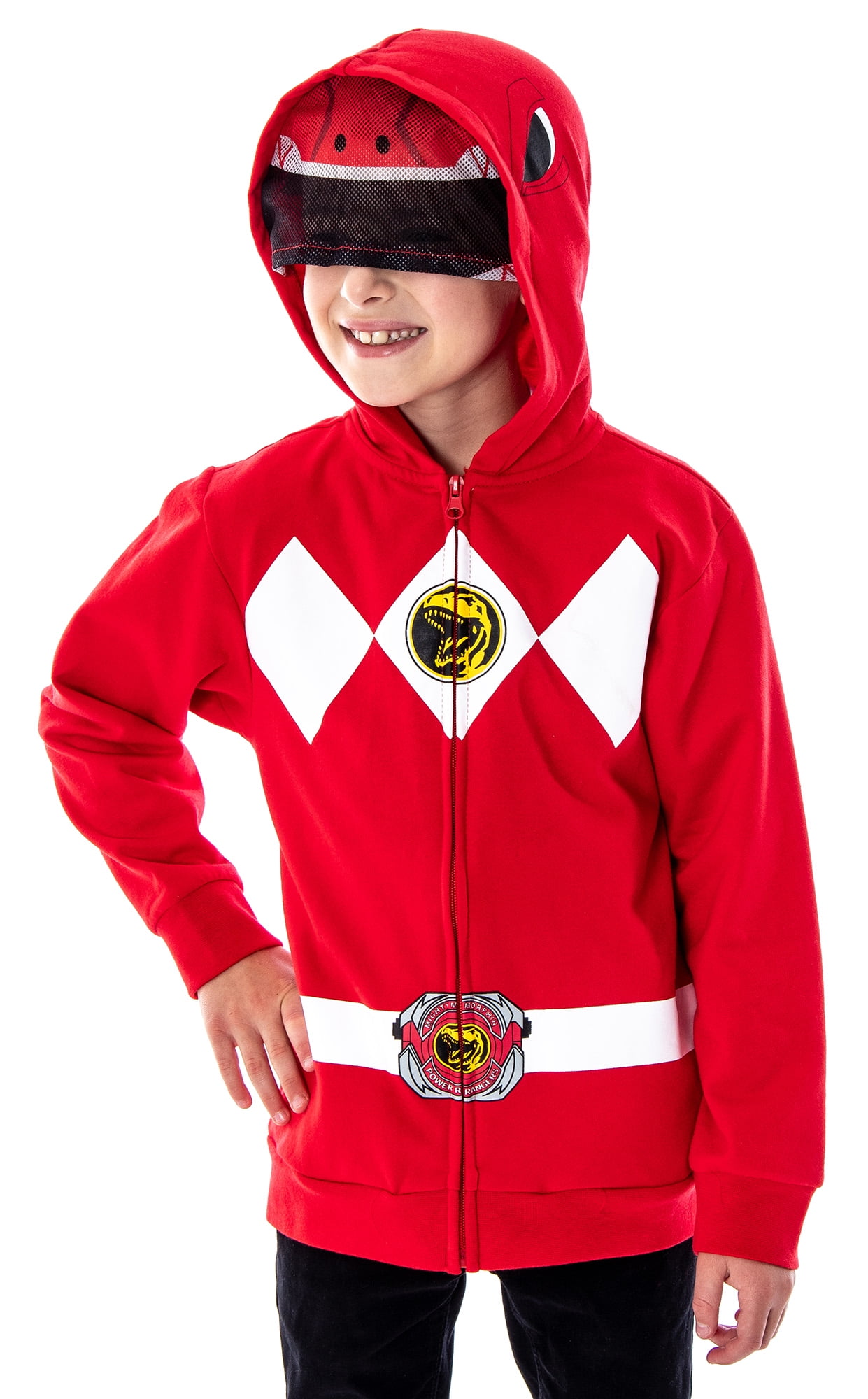 The Power Rangers Boys Mesh Face Covering Full-Zip Costume Hoodie ...