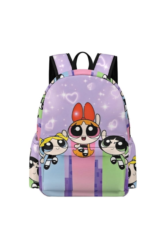 The Powerpuff G-i--r-l-s Cute Anime Travel And Hiking Backpack 42x30x15cm