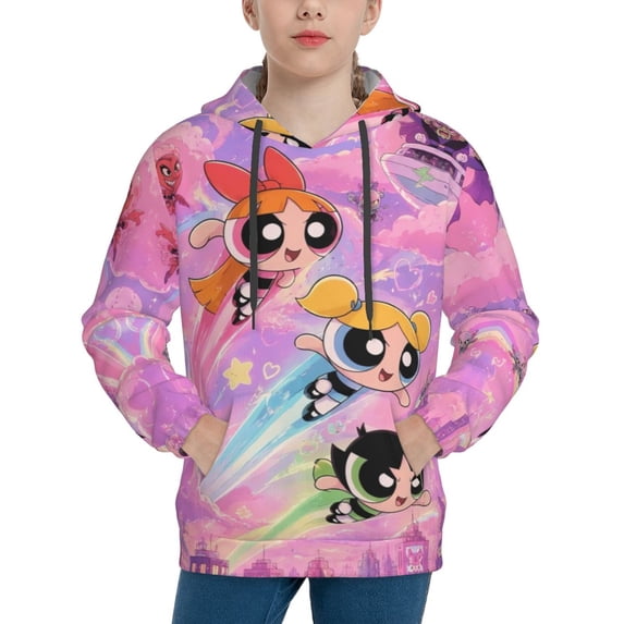 The Powerpuff G-i--r-l-s Kids' Hoodie 3d Print Sweatshirt Soft Pullover Hooded With Big Pockets For Boys Or Girls