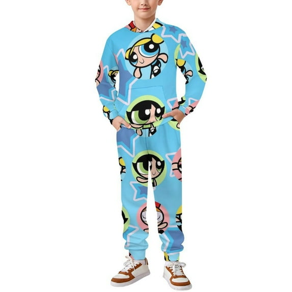 The Powerpuff Gi-rls Kids' Sweatshirt & Pants Set 2 Pcs Tracksuit Outfit Casual Pullover Hoodie Sweatpants for Daily & Travel 130CM