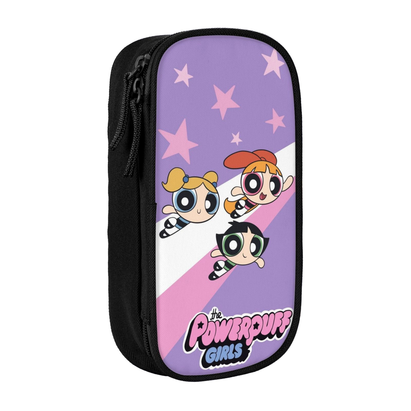 The Powerpuff Gi-rls Pencil Case Large Capacity Pencil Pouch Pen Bag Office Stationery Organizer Travel Makeup Bag Black