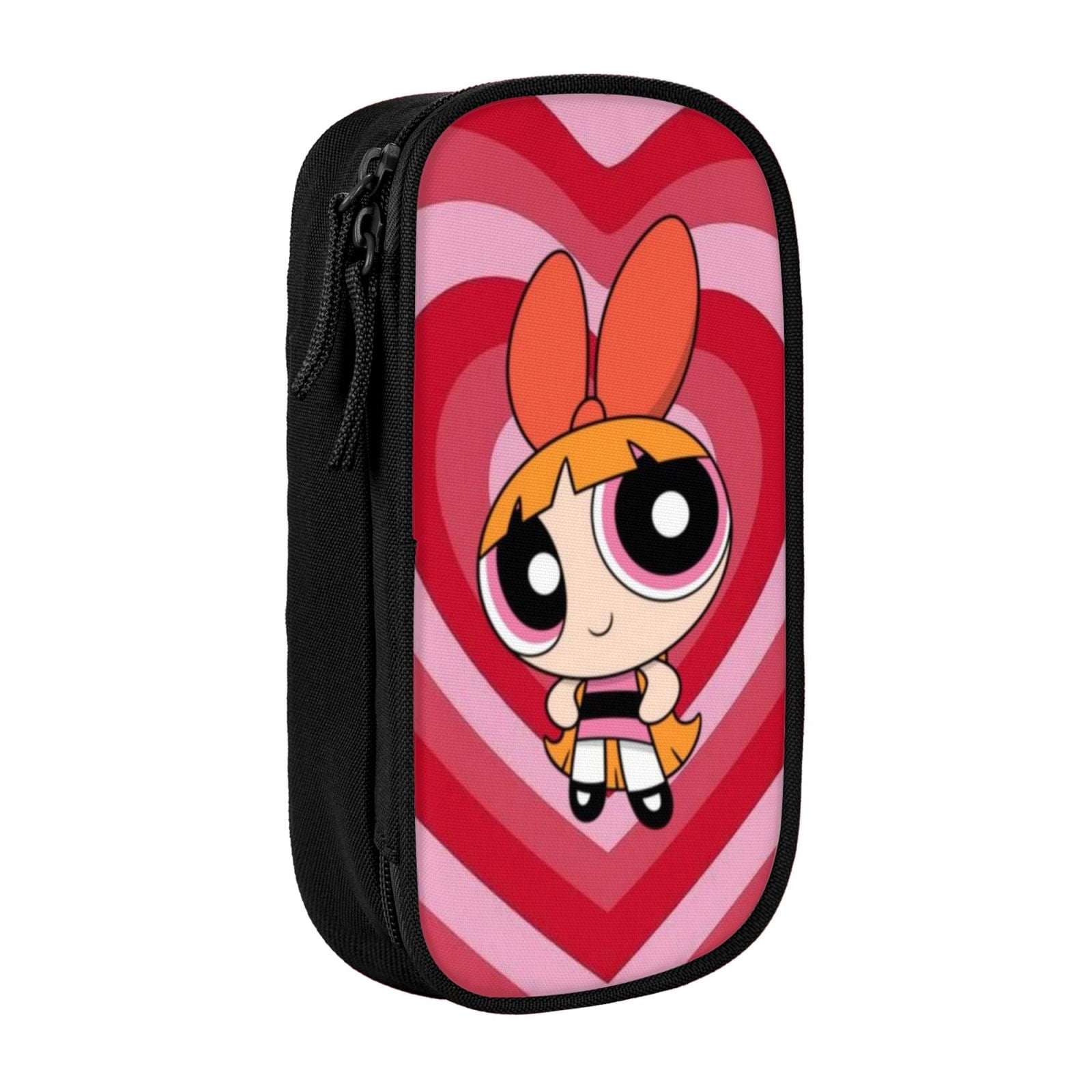The Powerpuff Gi-rls Pencil Case Large Capacity Pencil Pouch Pen Bag Office Stationery Organizer Travel Makeup Bag Black