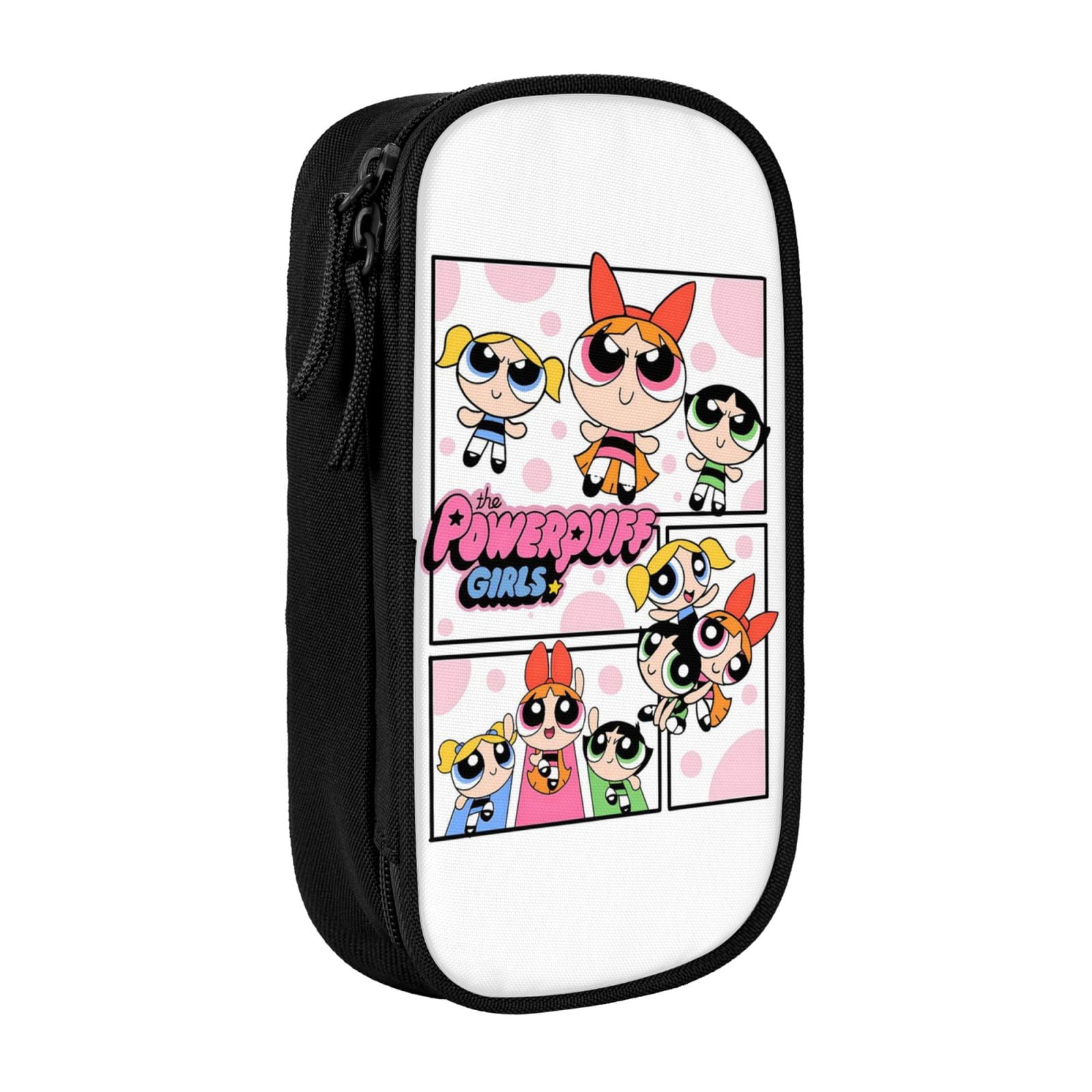 The Powerpuff Gi-rls Pencil Case Large Capacity Pencil Pouch Pen Bag Office Stationery Organizer Travel Makeup Bag Black