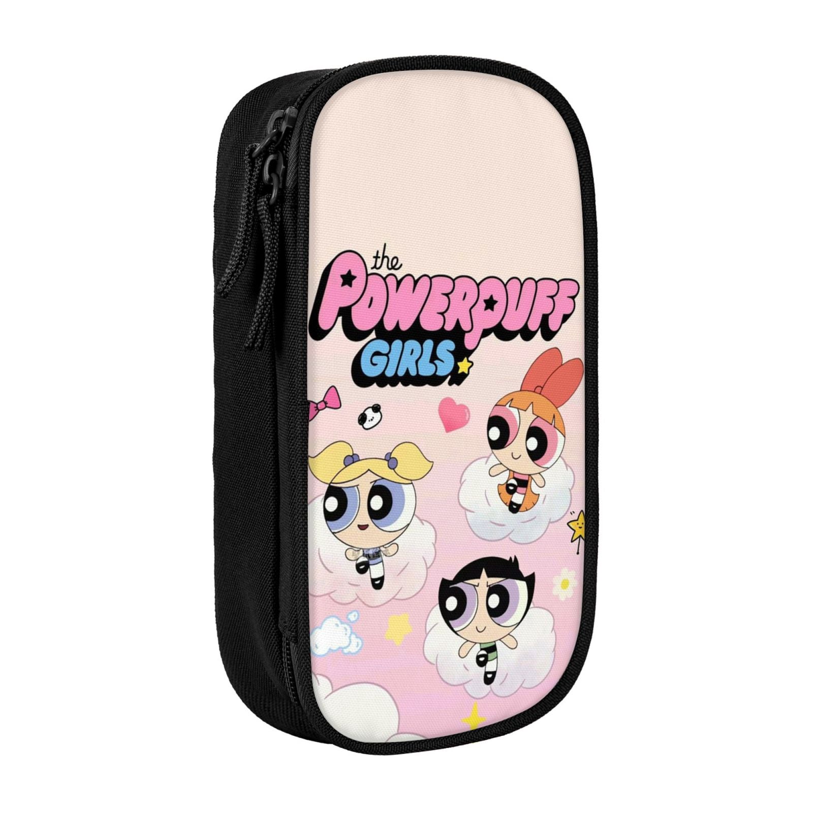The Powerpuff Gi-rls Pencil Case Large Capacity Pencil Pouch Pen Bag Office Stationery Organizer Travel Makeup Bag Black
