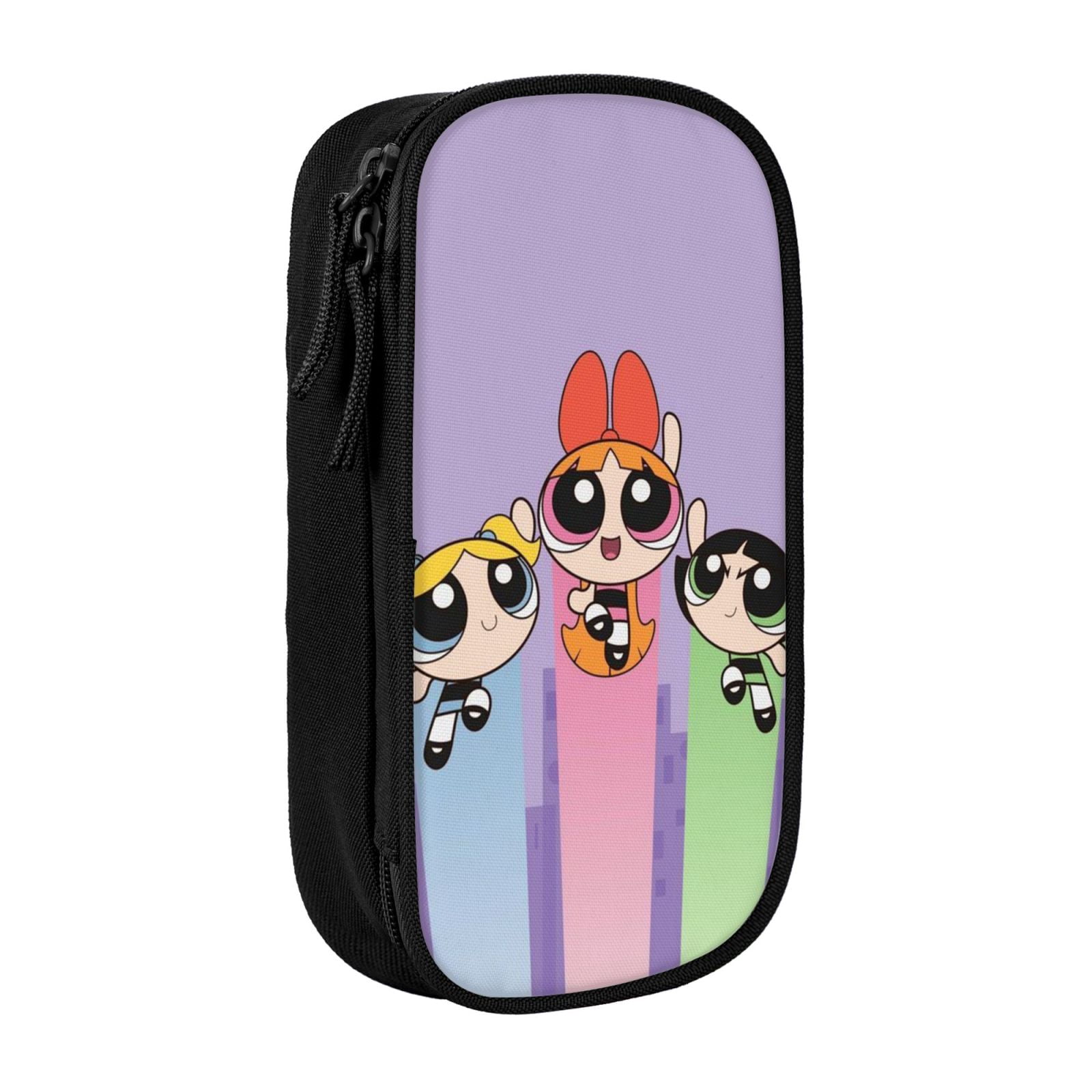 The Powerpuff Gi-rls Pencil Case Large Capacity Pencil Pouch Pen Bag Office Stationery Organizer Travel Makeup Bag Black